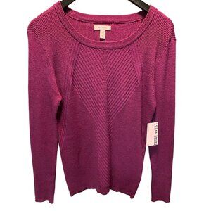 Nine West PXL XLP Petite Magenta Fuchsia Pink Long Sleeve Knit Sweater